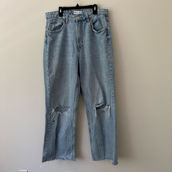 Zara Wide Leg Jeans Medium Wash Size 12 - Picture 1 of 11